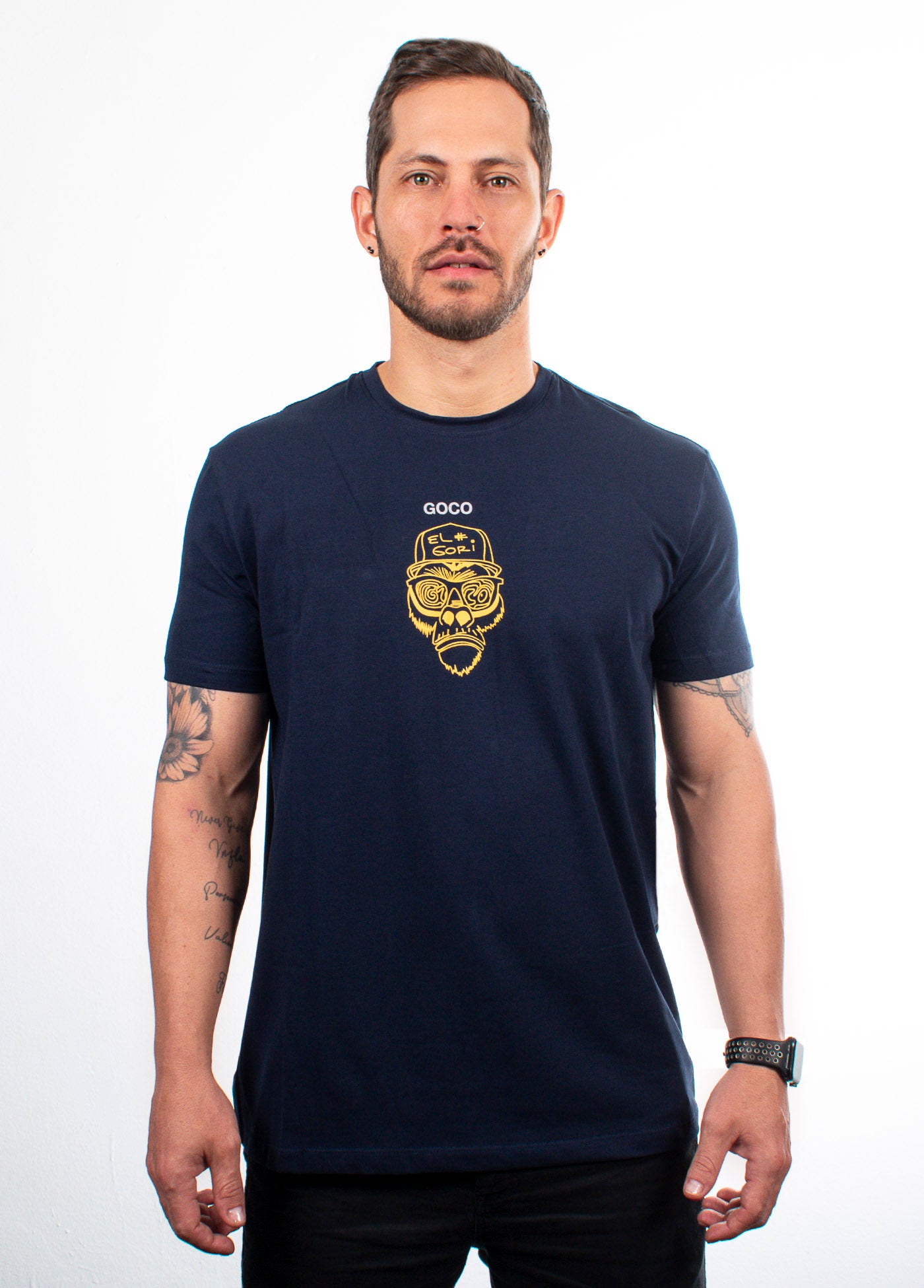 T-shirt estampada hombre azul oscura
