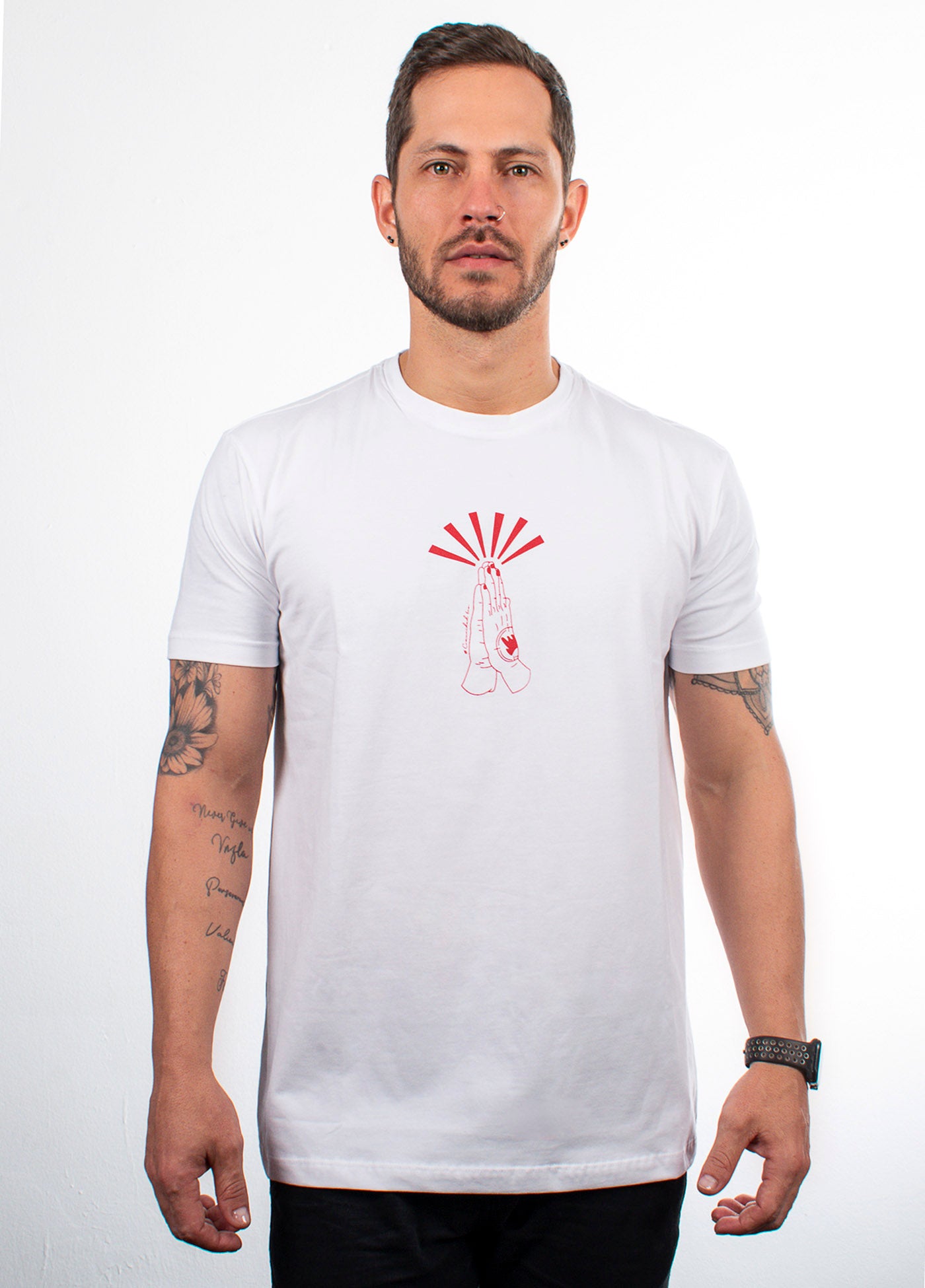 T-shirt estampada para hombre blanca
