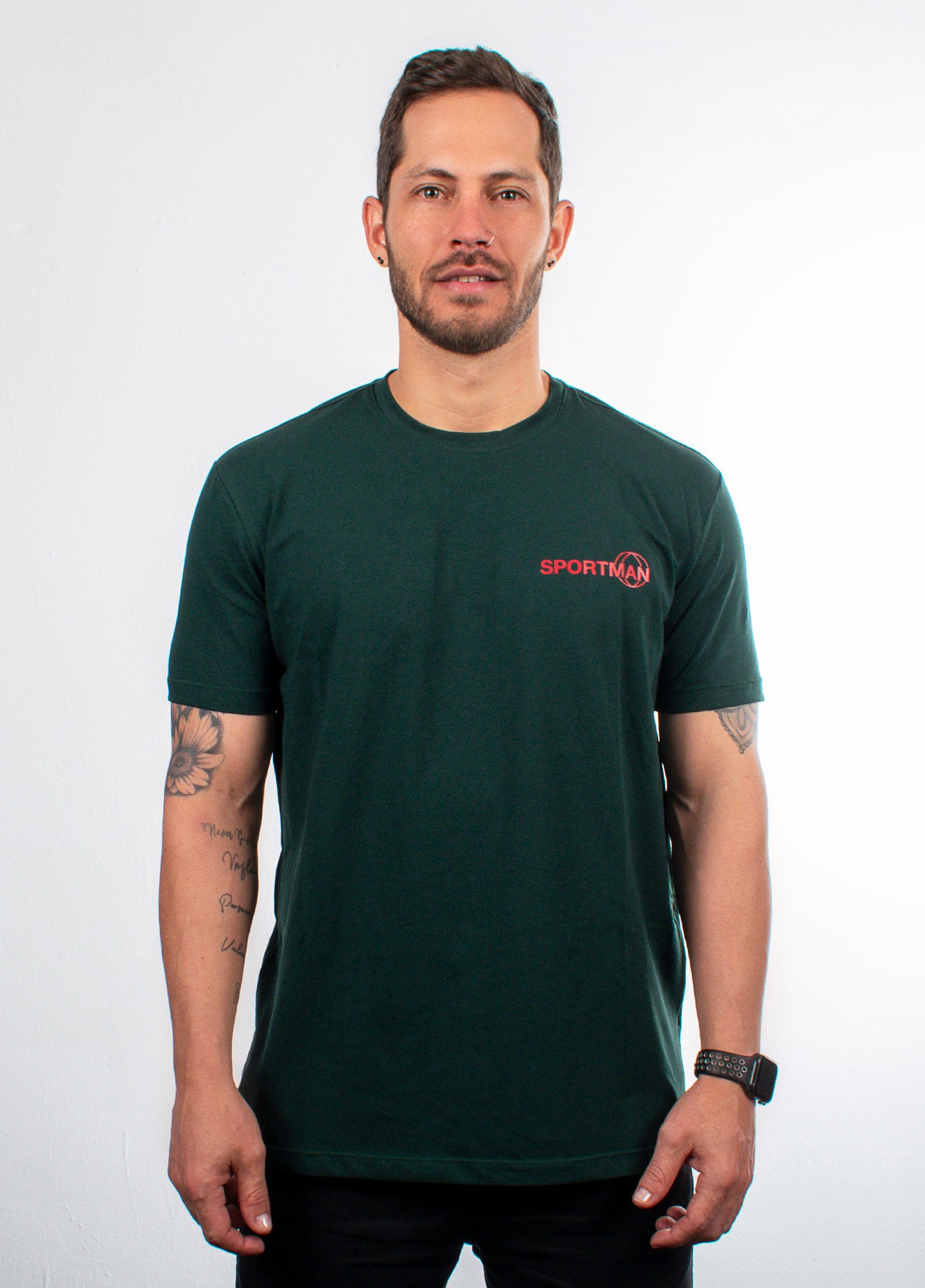 T-shirt estampada para hombre verde botella