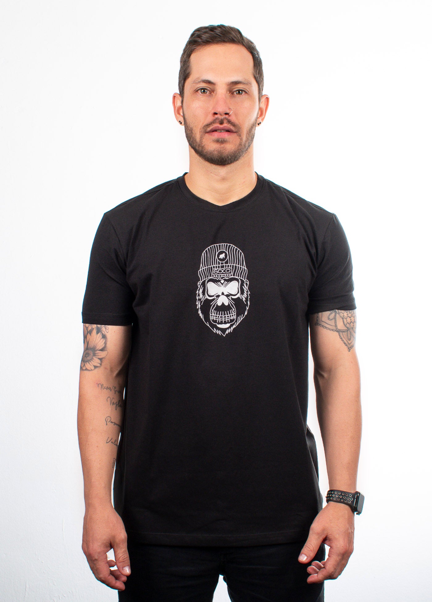 T-shirt estampada para hombre negra