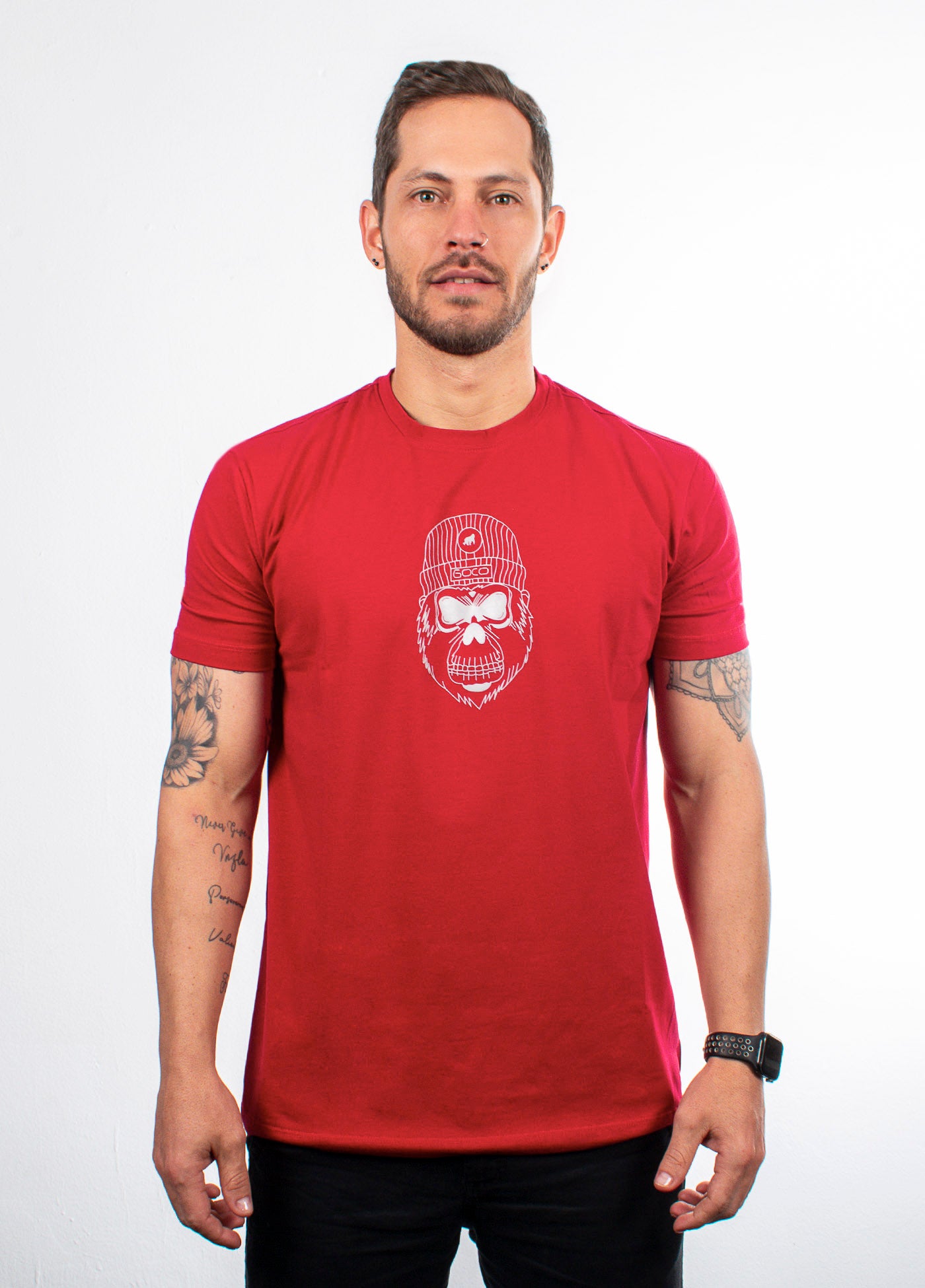 T-shirt estampada para hombre roja