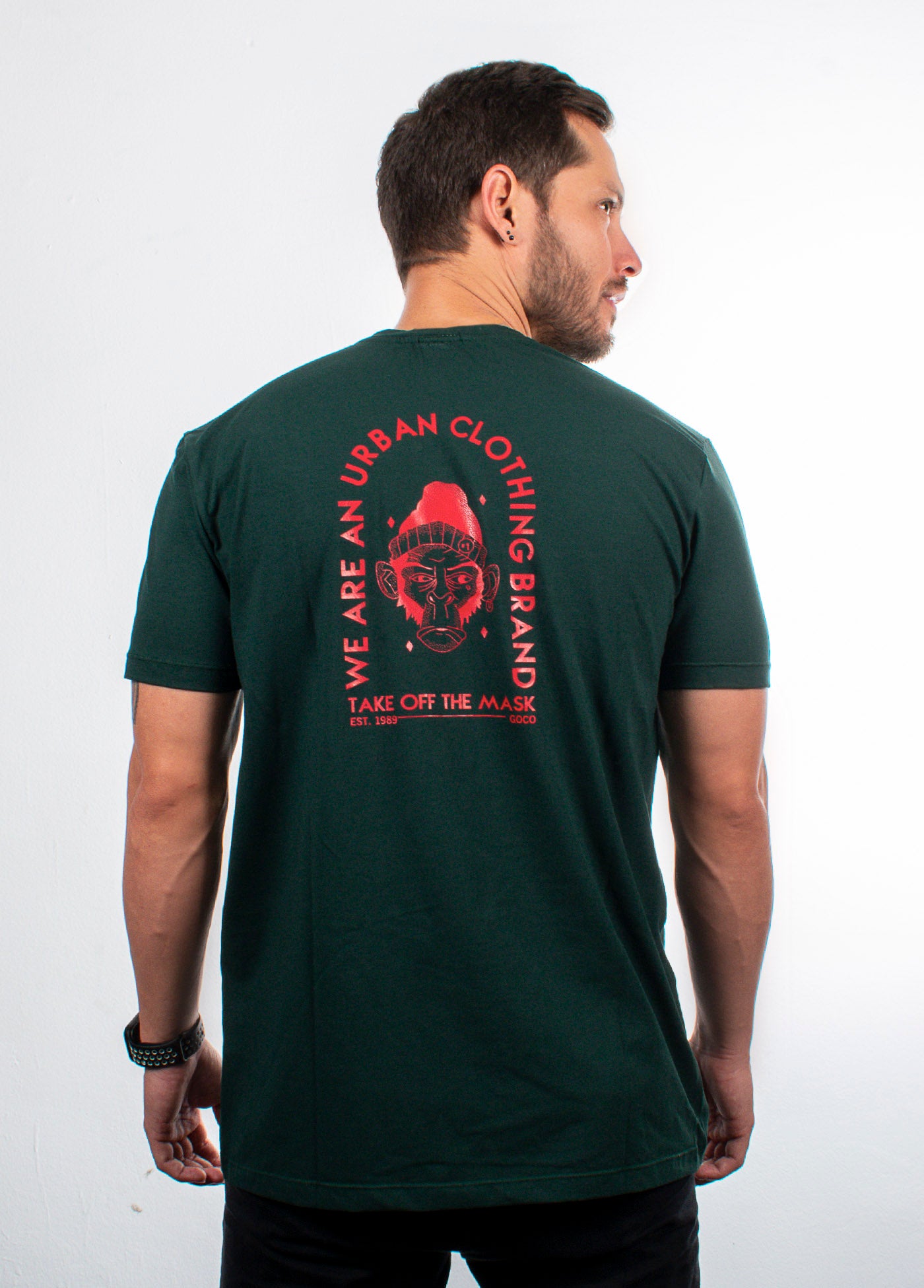 T-shirt estampada para hombre verde botella